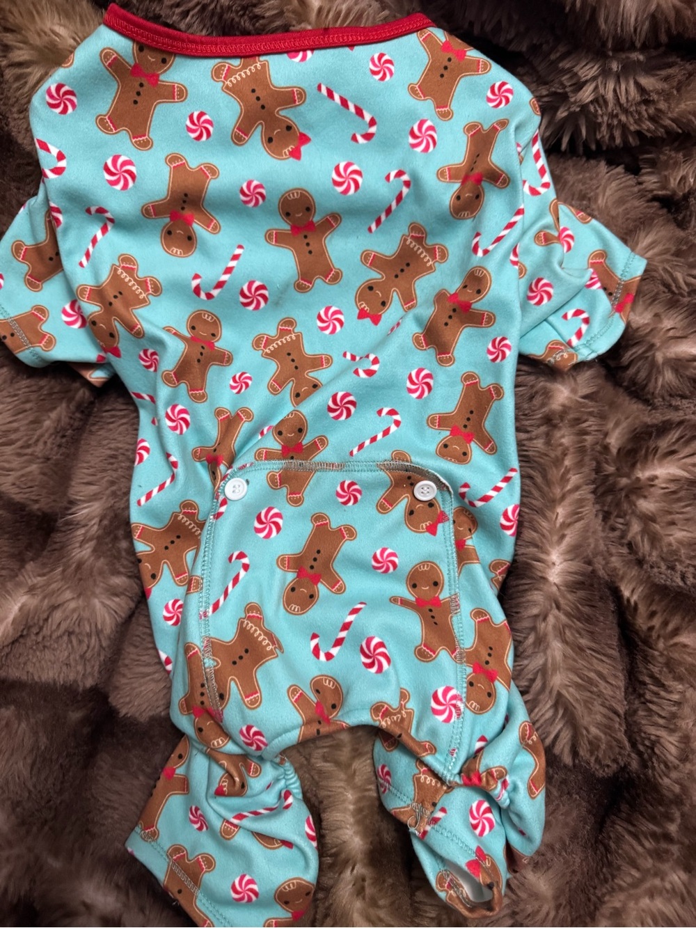 🎄Gingerbread & Candy Cane Holiday Baby Footed Pajamas - Aqua🎄
